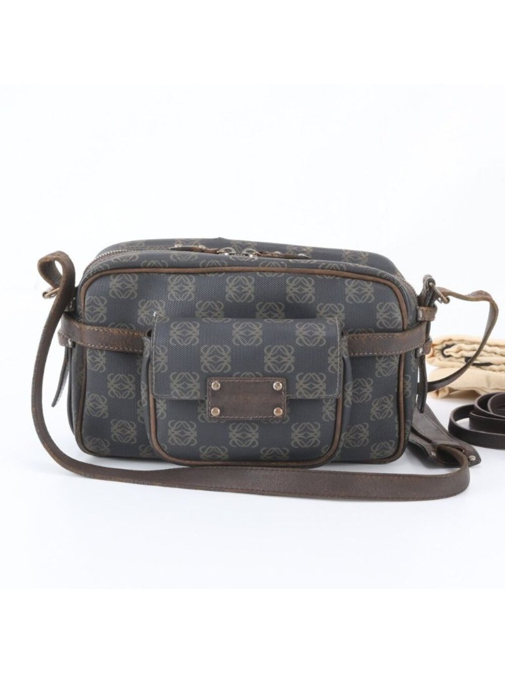 Loewe Anagram Repeat Leather Shoulder Bag Crossbody Hand